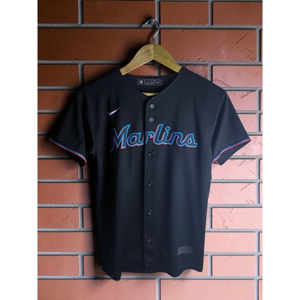 Nike Miami Marlins Black Alternate Baseball Jersey Youth Large 14-16 MLB